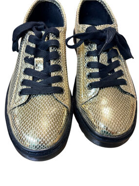 Rare Dr. Martens Spin Metallic Gold Snakeskin Sneakers NIB Size 8